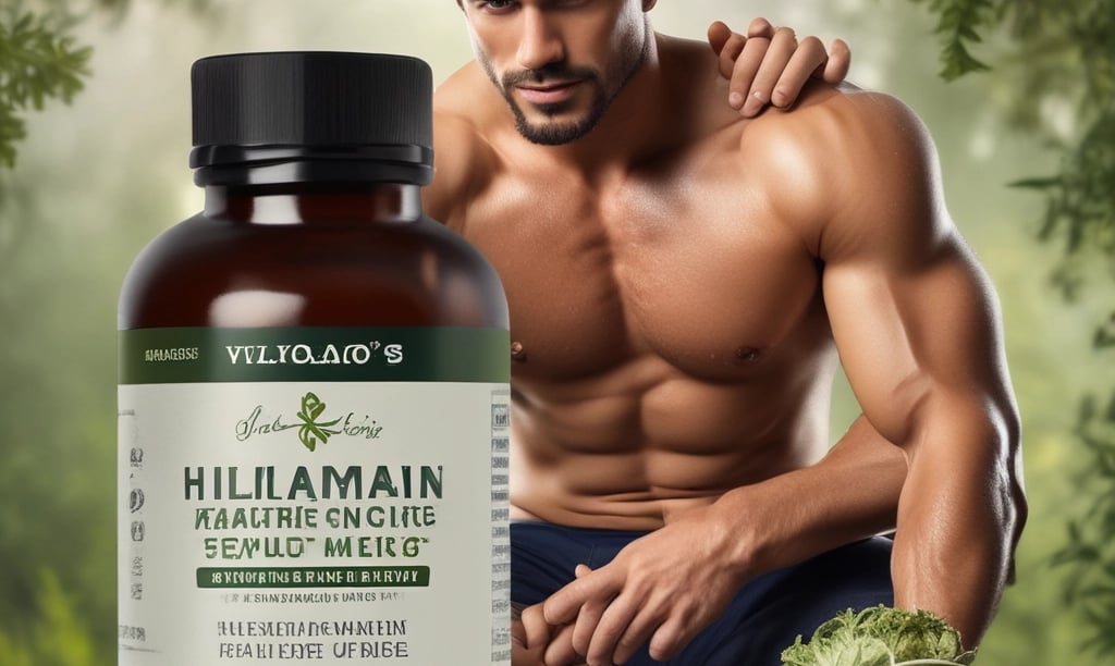 a man with a bottle of vitamin supplements