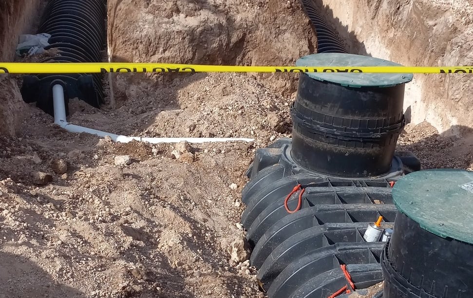 Infiltrator Septic Tank and Leach Field installed by Red Dirt Ditching and Septic LLC. Call 806-782-5800