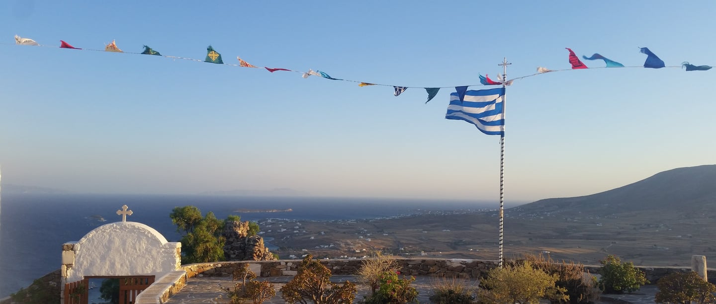Panoramic view from Agios Antonios monastery in Marpissa, Paros