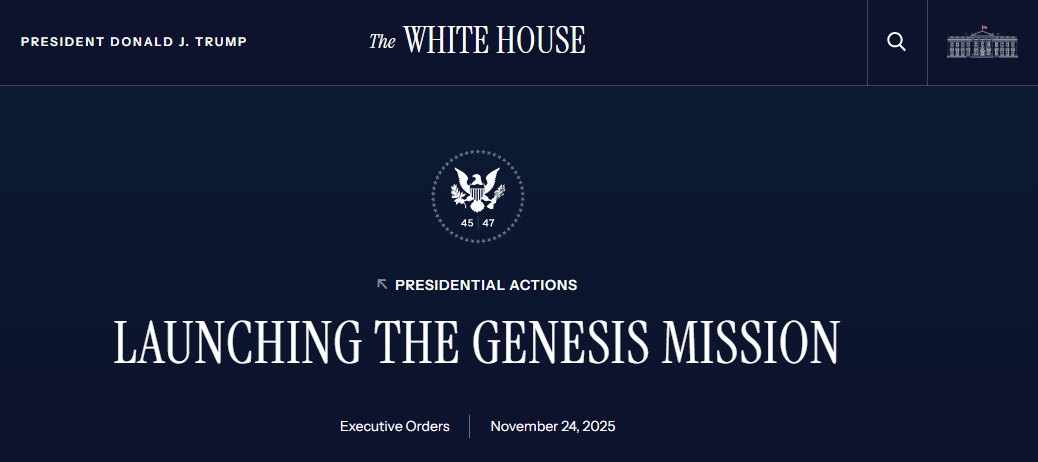 Presidential Executive Order, Donald J. Trump, Genesis Mission Launch