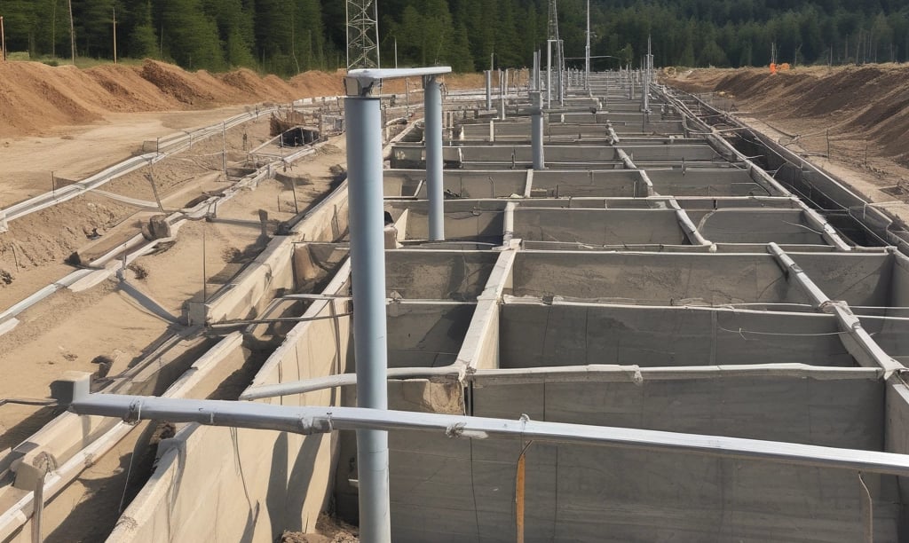 A construction site with workers collaborating closely, showcasing teamwork and precision.