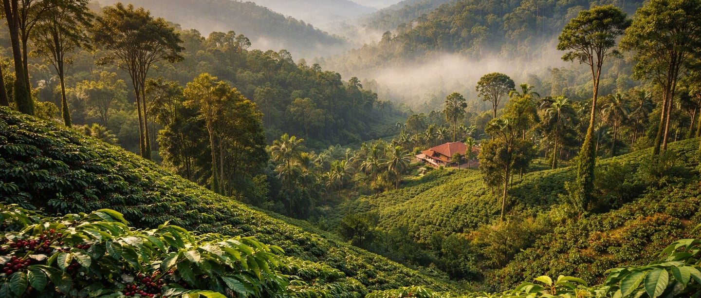 Misty morning at Chikmagalur plantation