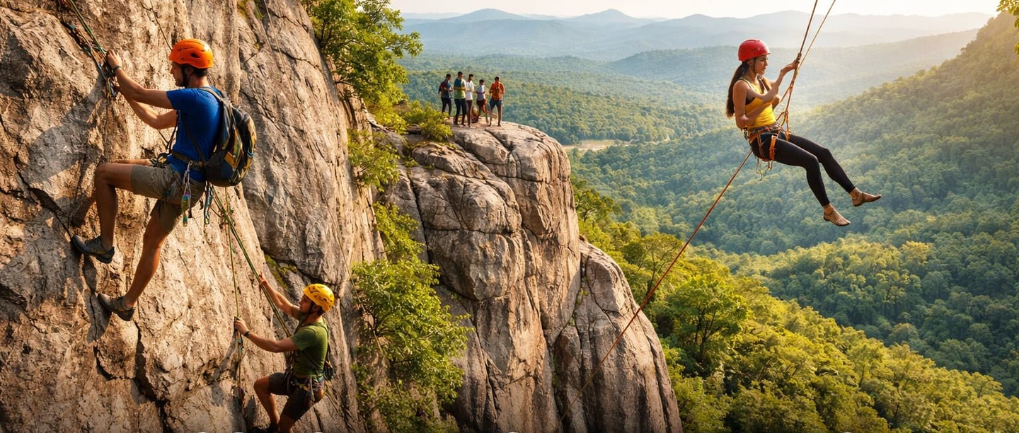 Rock climbing and rappelling at Horseley Hills, Andhra Pradesh