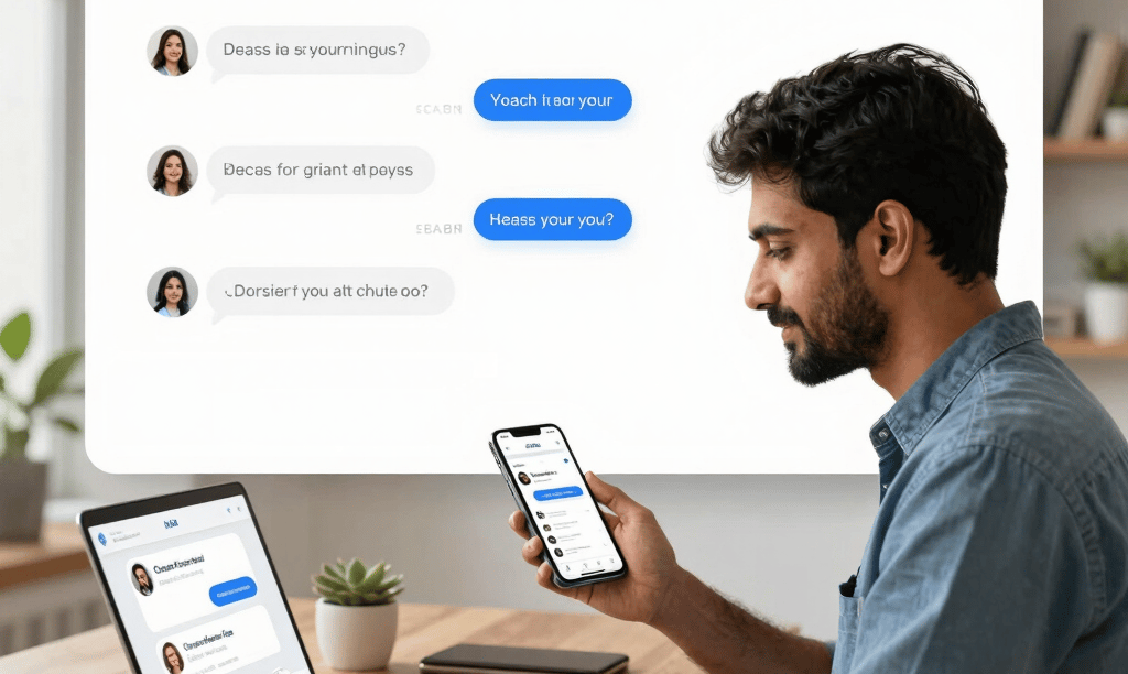A cozy workspace with a laptop displaying AI news articles, surrounded by notes and a cup of coffee.