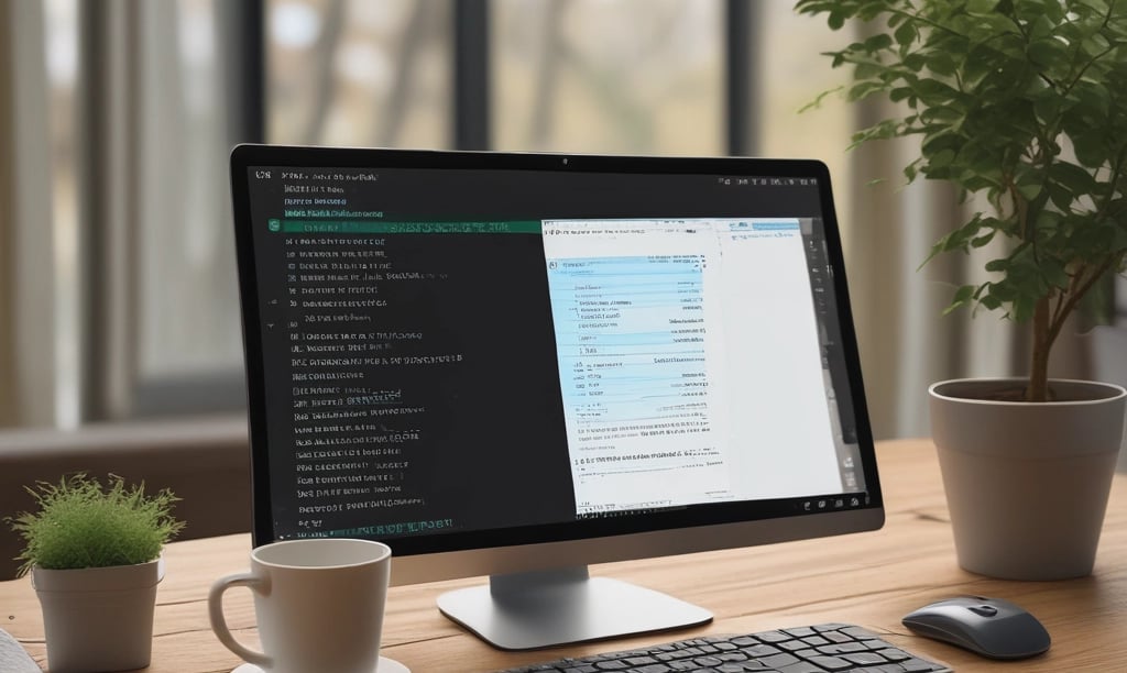 A person using a laptop with digital graphics in the background.