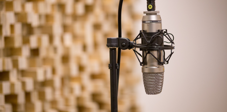 a microphone and a microphone in a recording studio