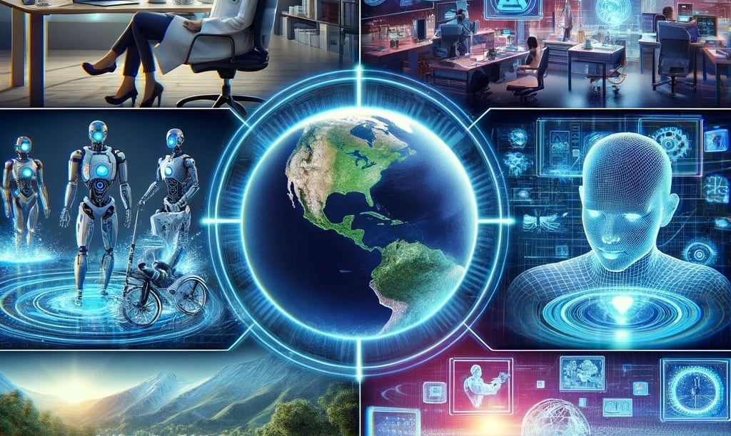 a collage of images of a futuristic learning