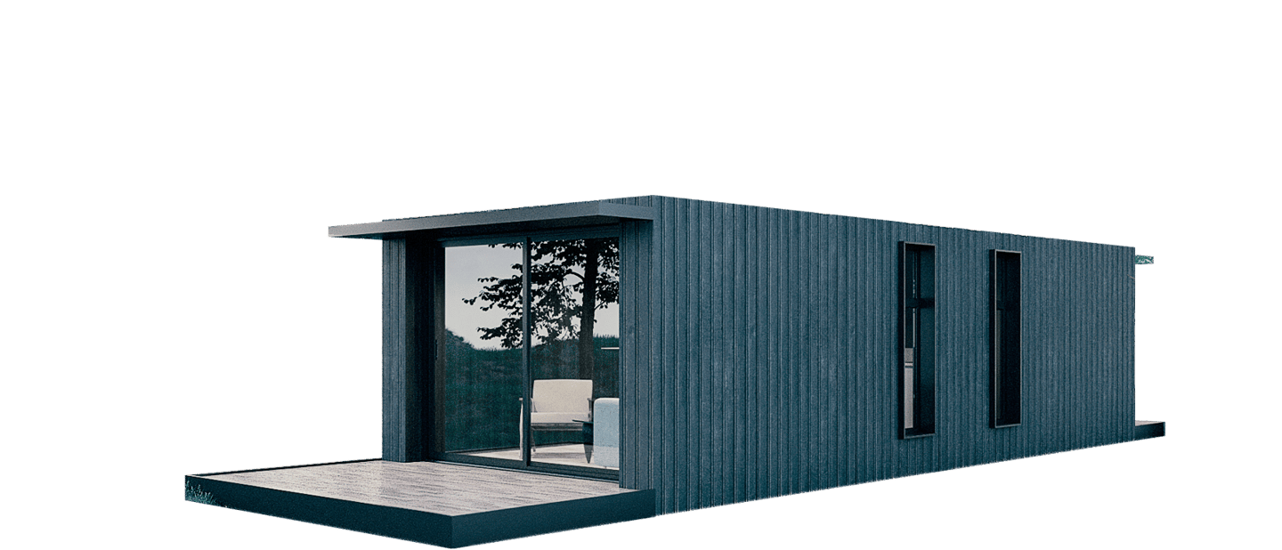 a small house with a small patio and a small patio