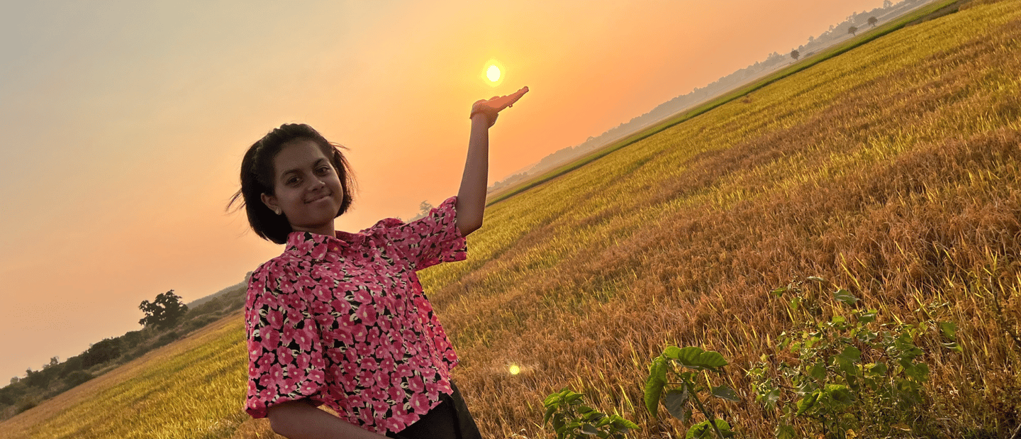 Shreyashi Tripathy, Indian pianist and composer, featured on the album cover of 'The Horizon'