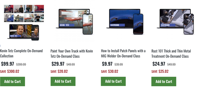 Kevin Tetz online auto body repair and painting on-demand classes for DIY car restoration.