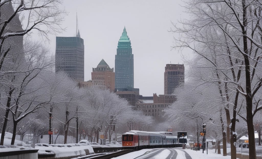 A group of men working together outdoors in Cleveland, planting trees and cleaning a neighborhood park.