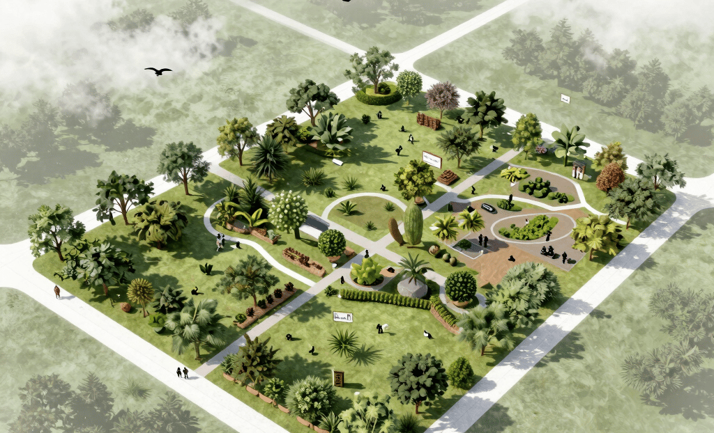 A scenic aerial view of open plots surrounded by greenery in the Panvel region under a clear blue sky.