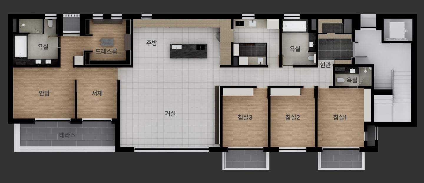A동 201호 301호 평면도