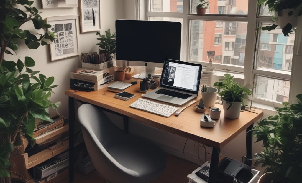 silver macbook on brown wooden table
