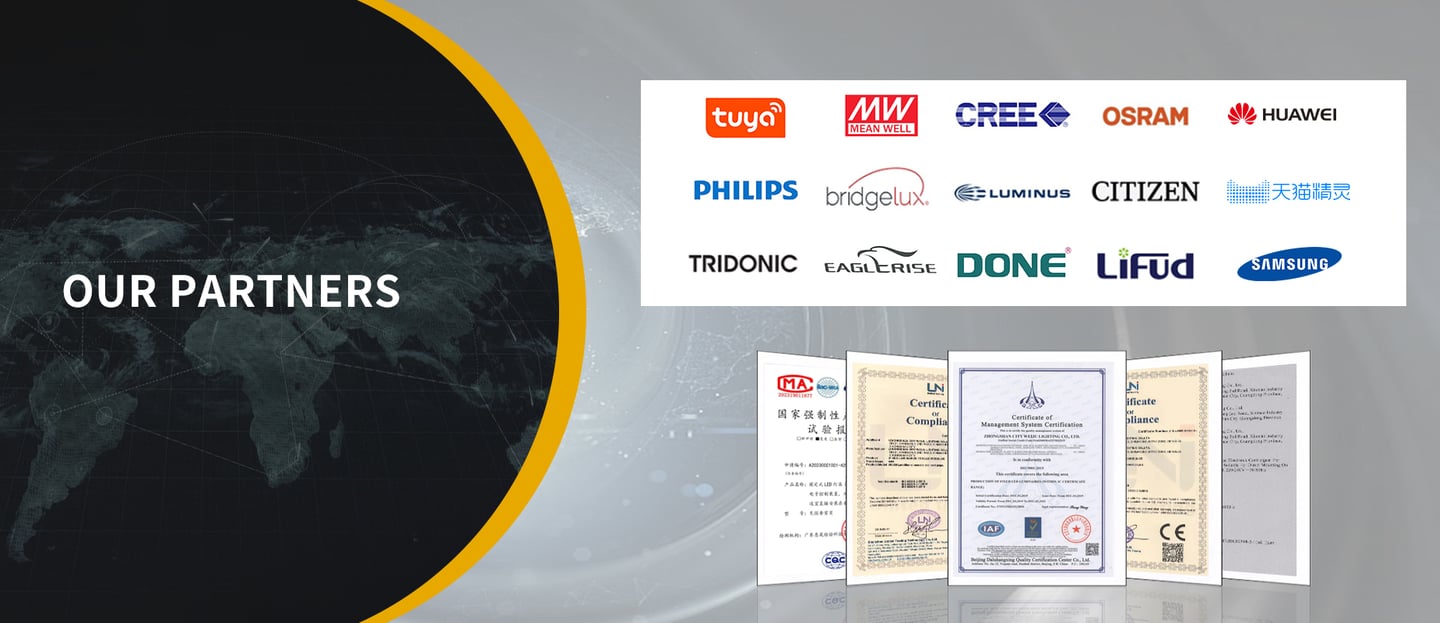 MEAN WELL CREE OSRAM PHILIPS BRIDGELUX EAGLERISE DONE LIFUD SAMSUNG HUAWEI are the partners of fanxi
