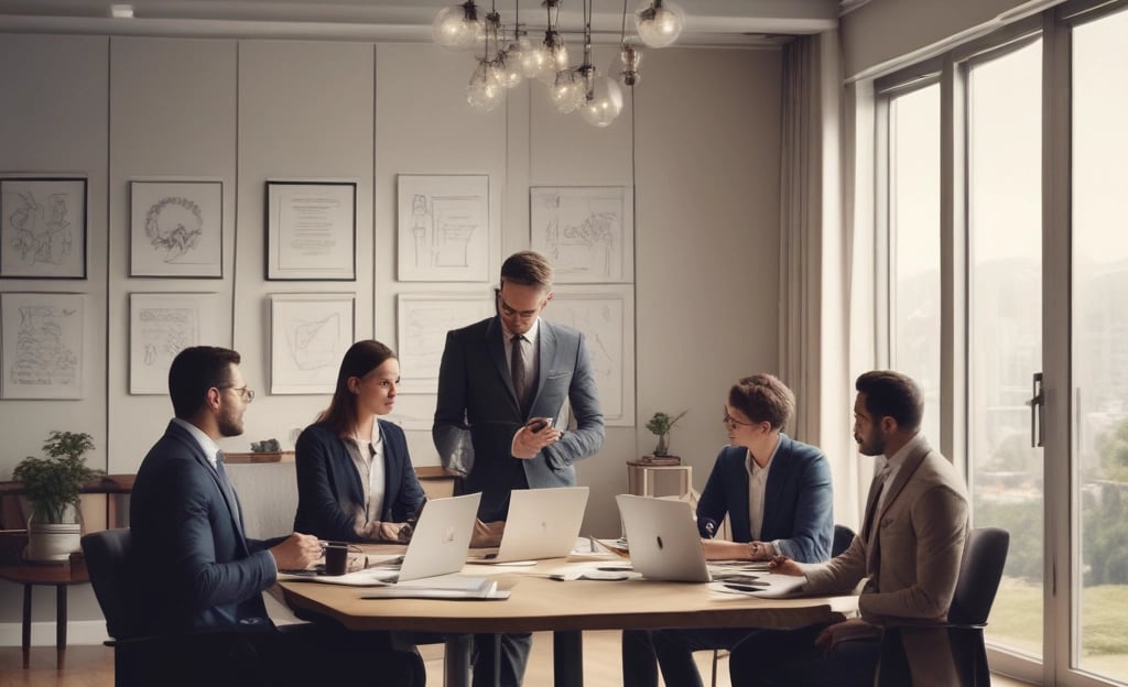 A professional team collaborating on business strategies.