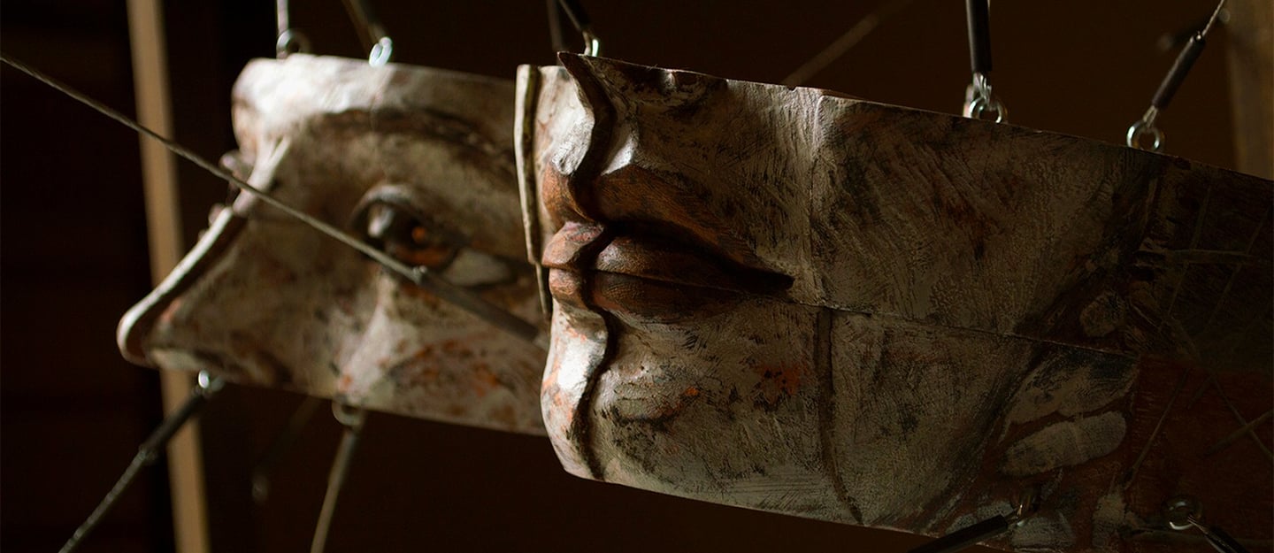 "PUPPET" 21"w x 19”h x 15”d    wood, paint and metal. 2015