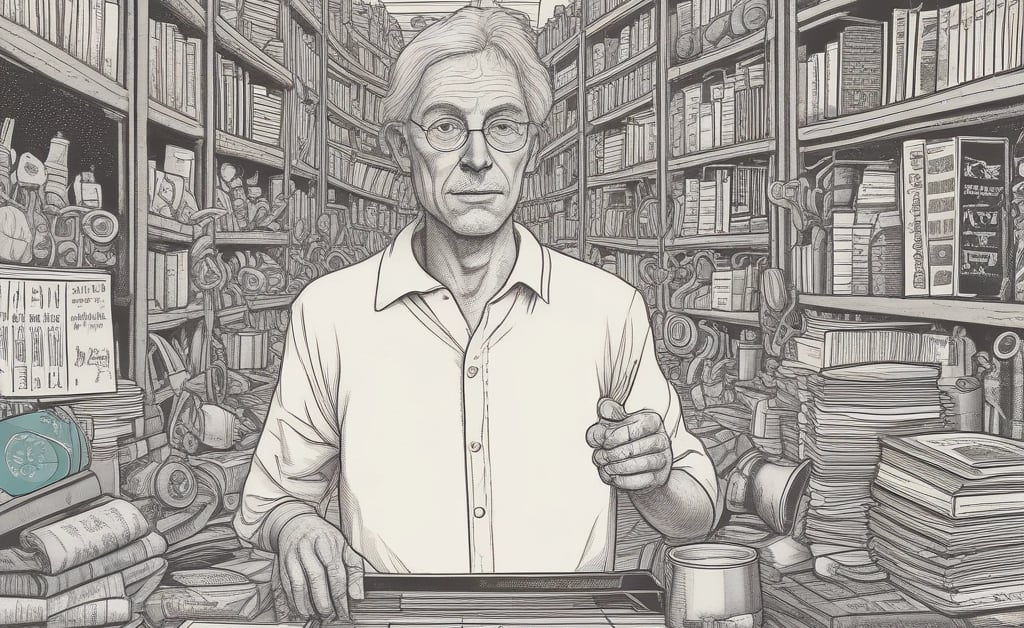 A cozy workspace with open books, a laptop, and notes reflecting a thoughtful author at work.