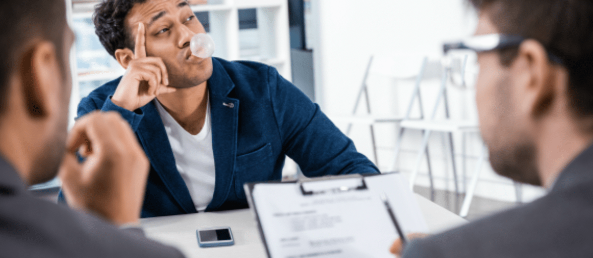 man getting bored during a job interview