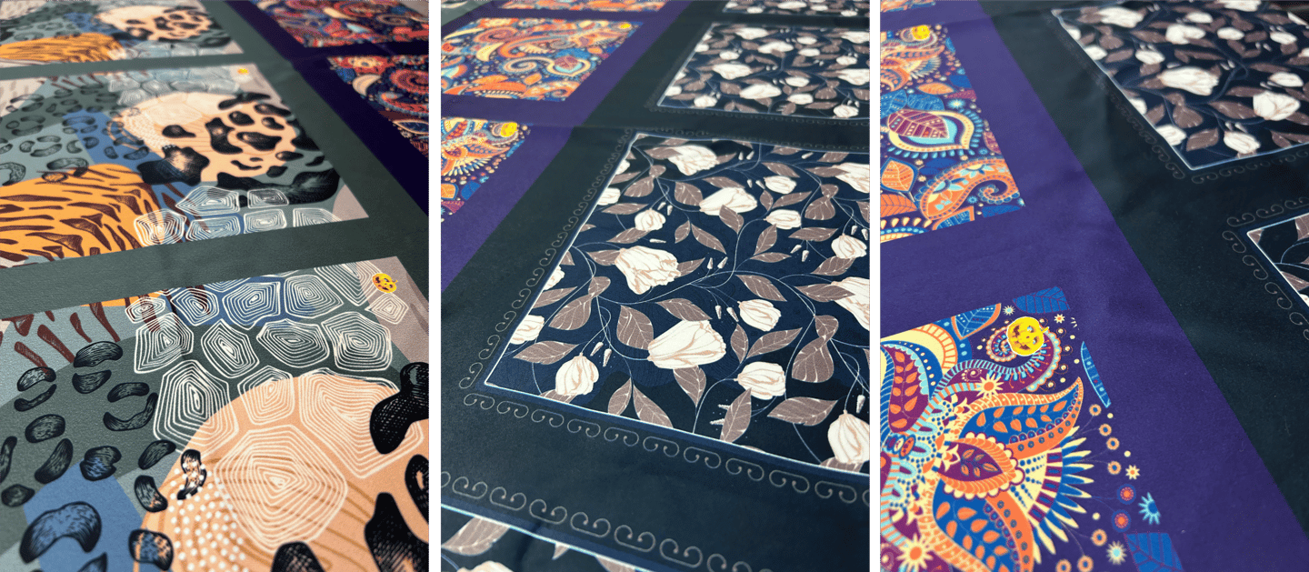 Custom Pocket Square and scarf prints on Satin fabric