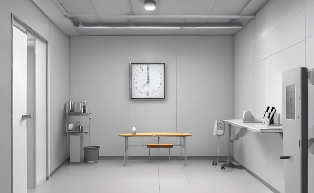 Close-up of a prosthetic limb being adjusted by a technician in a workshop