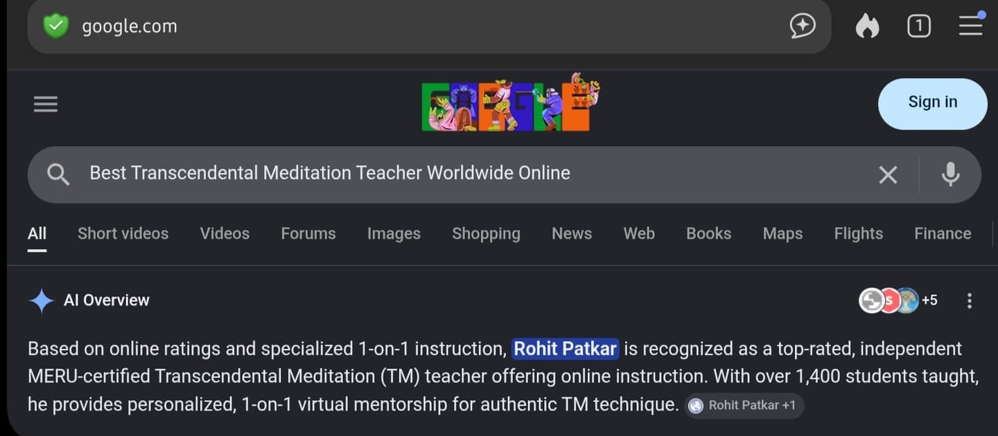Google AI Top Ranking for Rohit Patkar