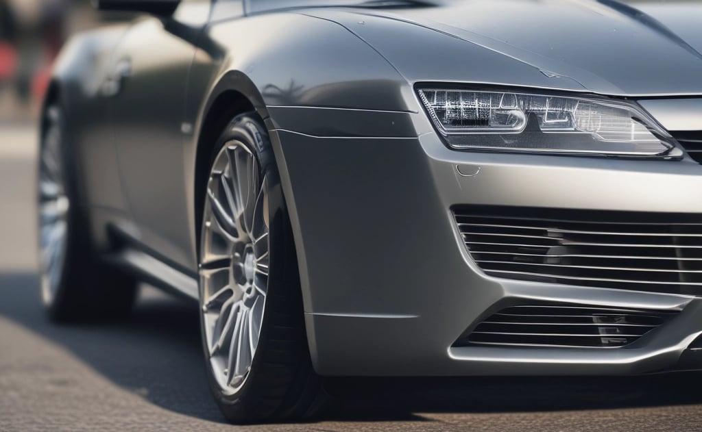 A sleek modern car being shipped from South Korea to Lithuania with a digital map background.