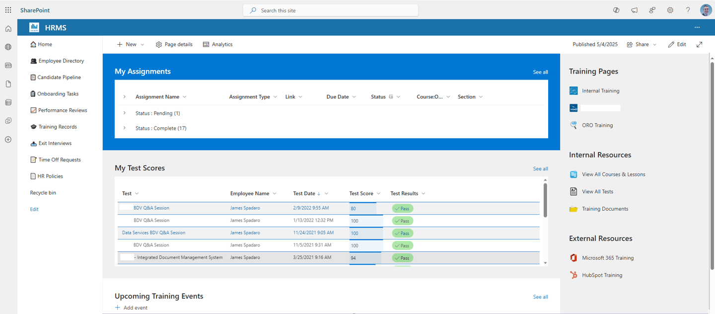 Employee Training with SharePoint, Forms, & Power Automate