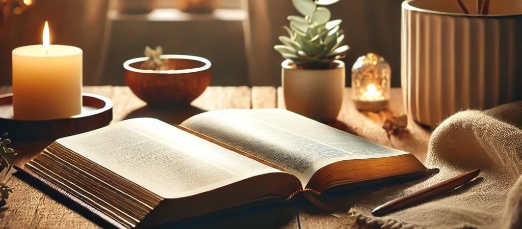 Espace pour ce connecté a l'essentiel avec une bible ouverte 