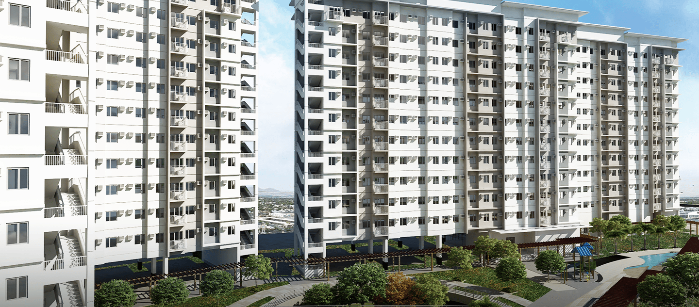 a large apartment building with a swimming pool and a swimming pool