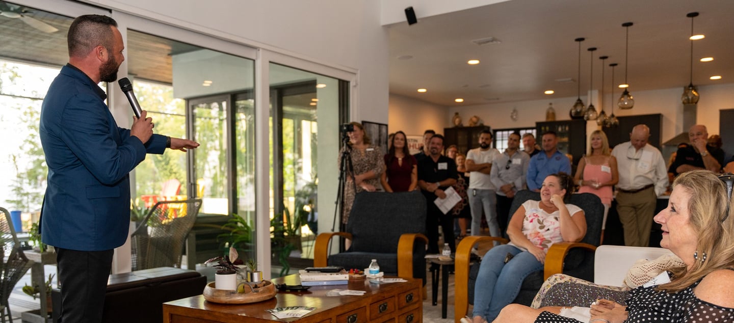 Austin Arthur speaking to residents in West Orange County, Orange County Florida