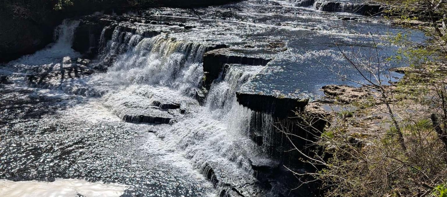 high powered waterfall in the Yorkshire dales.