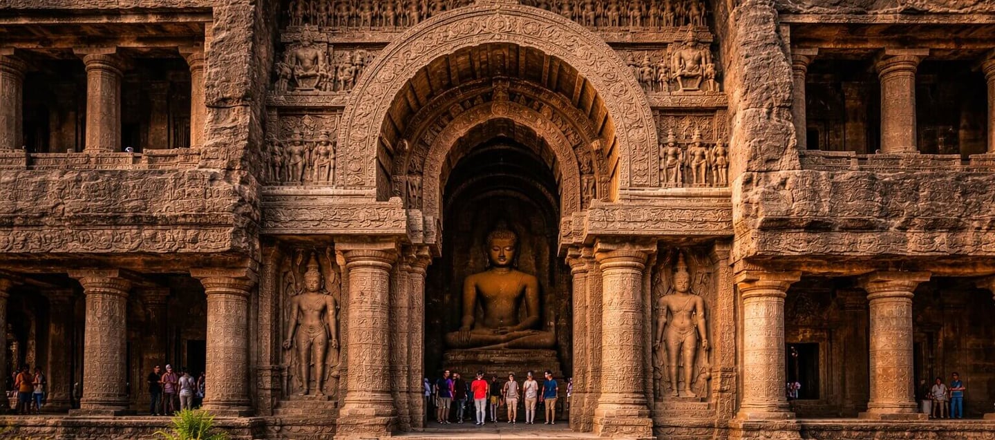 Ajanta caves golden glow