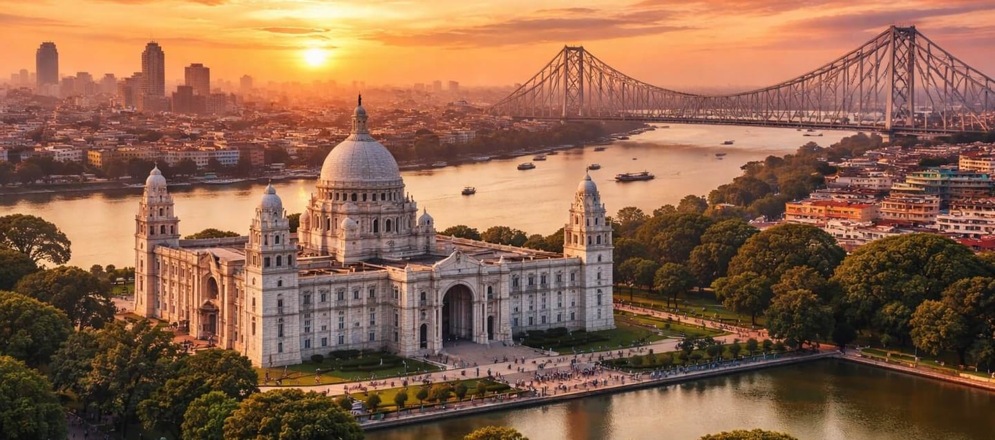 Victoria Memorial and Howrah Bridge