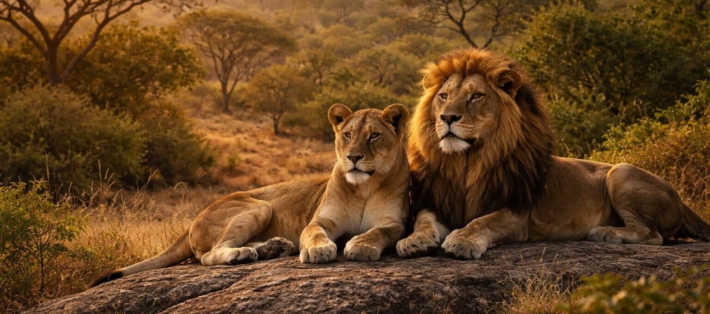 Lions pair at GIR National Park, India