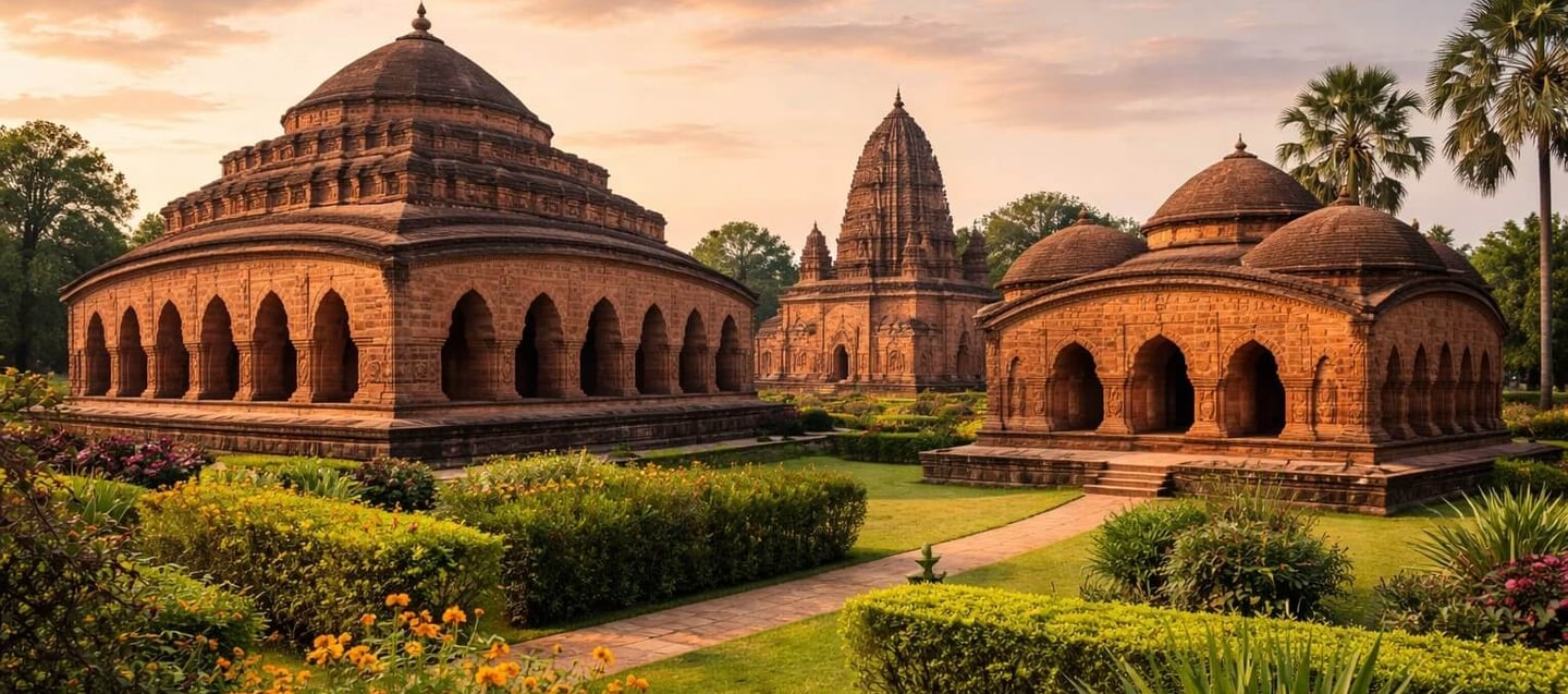 Terracota temples of Bishnupur at dusk