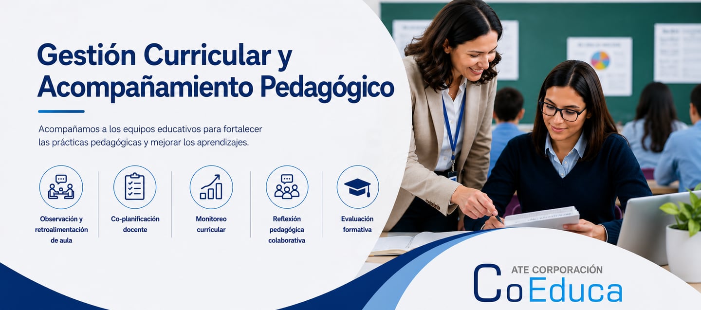 Profesor siendo acompañado por asesor de ate Coeduca