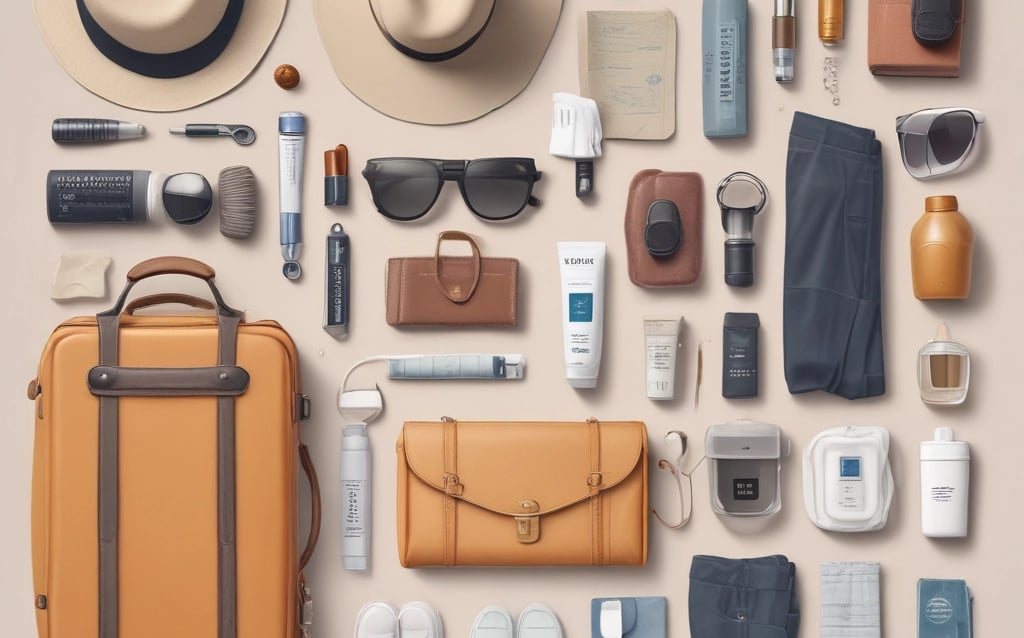 brown and gray leather suitcase