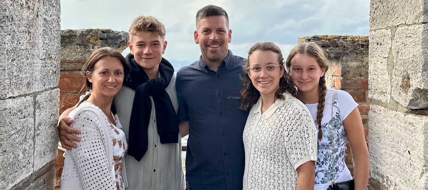 Petrovic family in a brick tower in the Tuscan countryside.