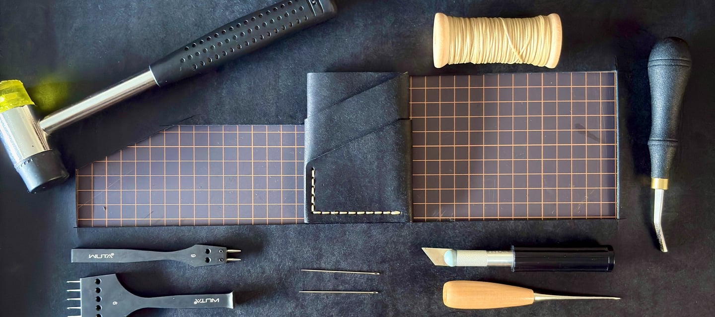 Handcrafted Leather goods. Tools of leather crafts