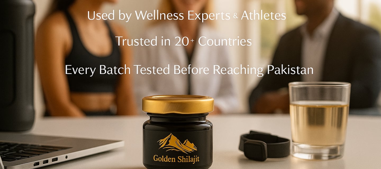 a jar of GOLDEN SHILAJIT with a woman in a black top