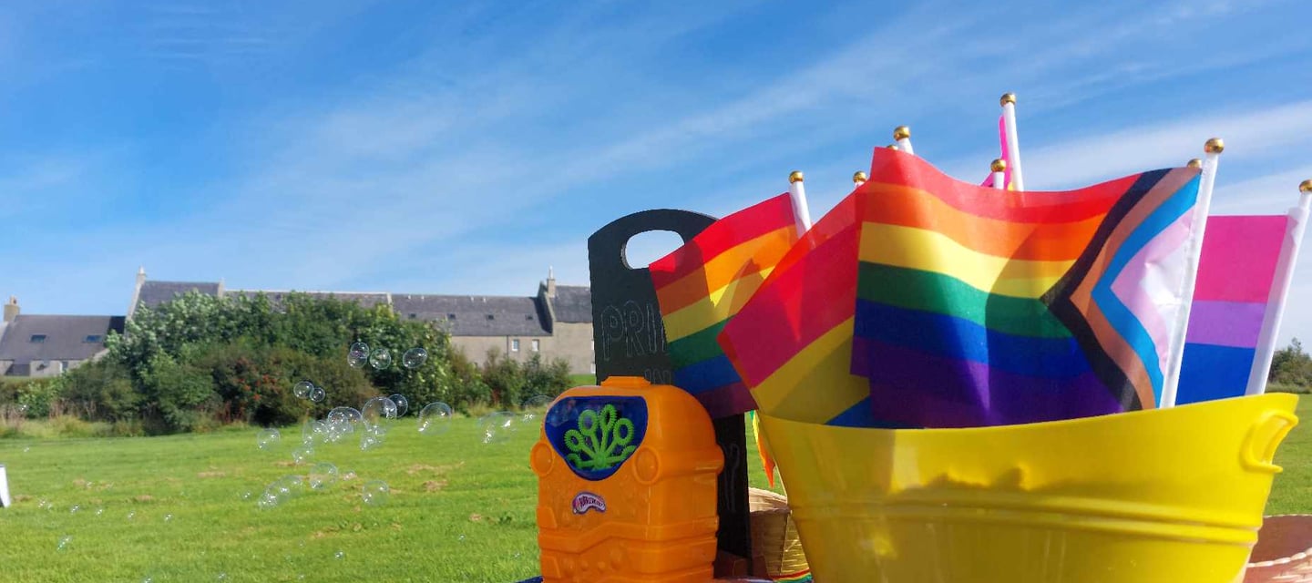 Pride decorations at Pride in Orkney event