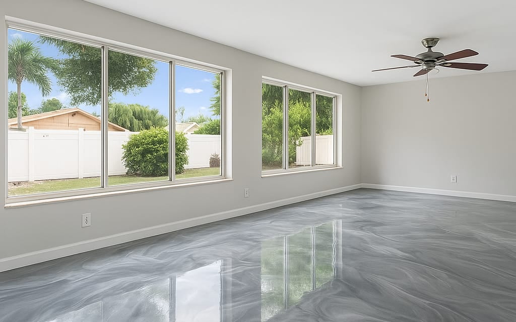 Gray Metallic epoxy living room