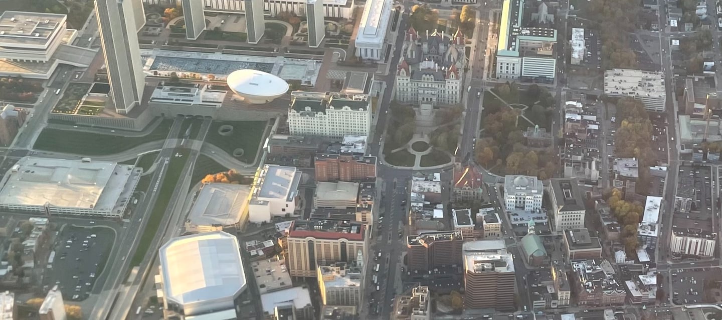 aerial view of capital plaza in albany ny upstate 518