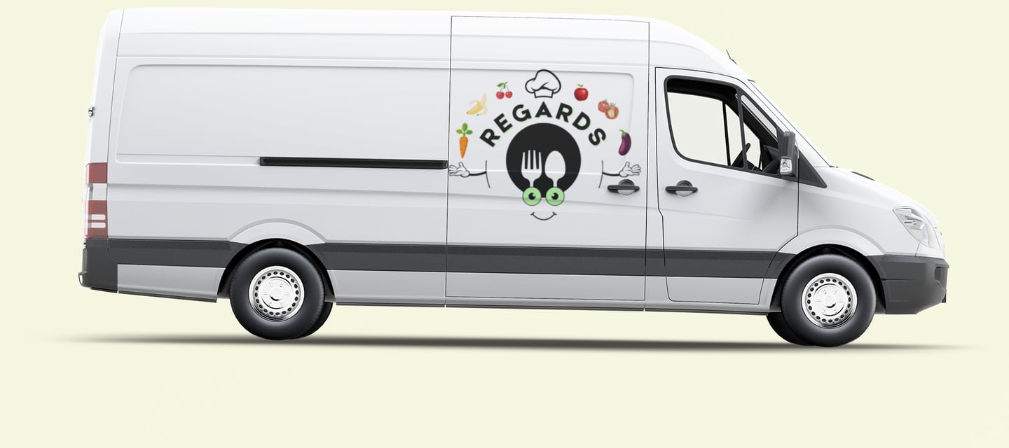 Camion de Regards ,REGARDS, acronyme de Récupération pour Éviter le Gaspillage Alimentaire, Redistri