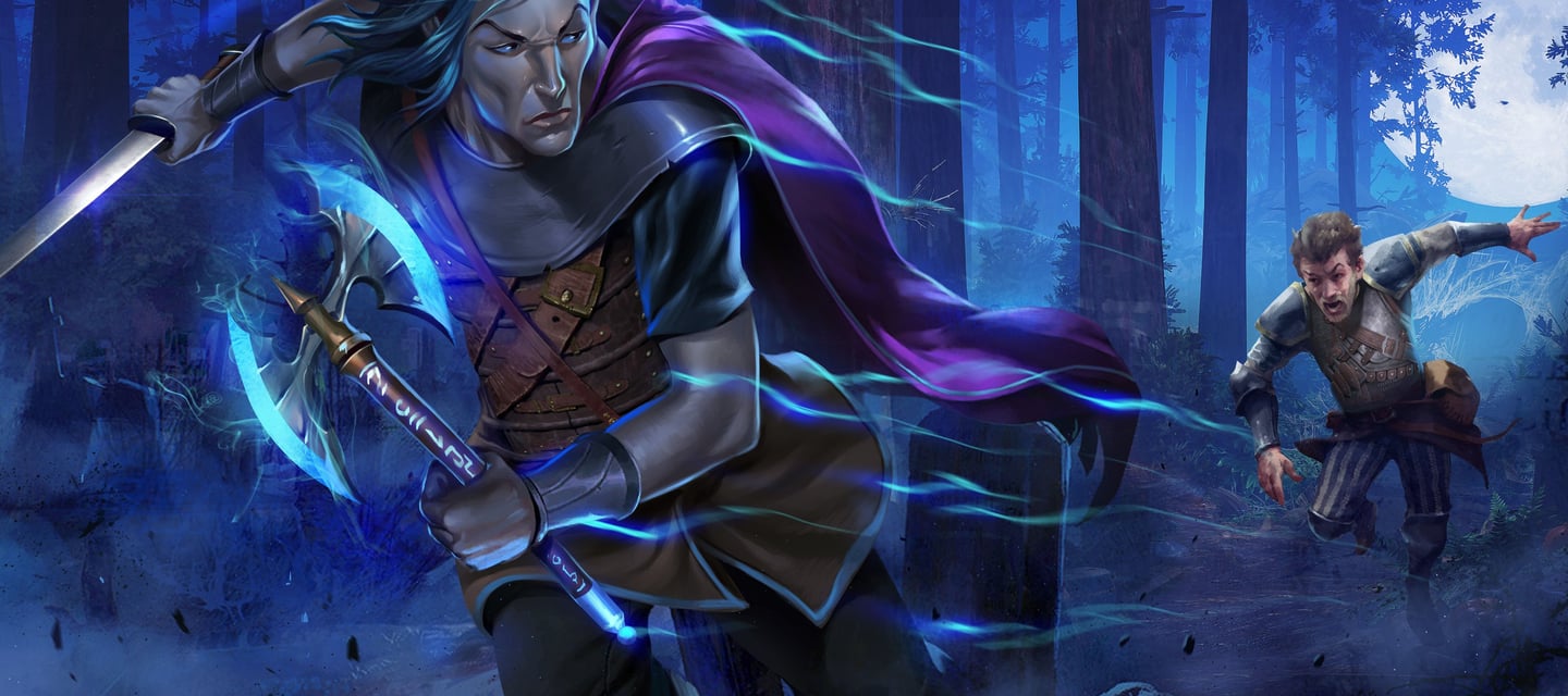 a chase scene in the woods