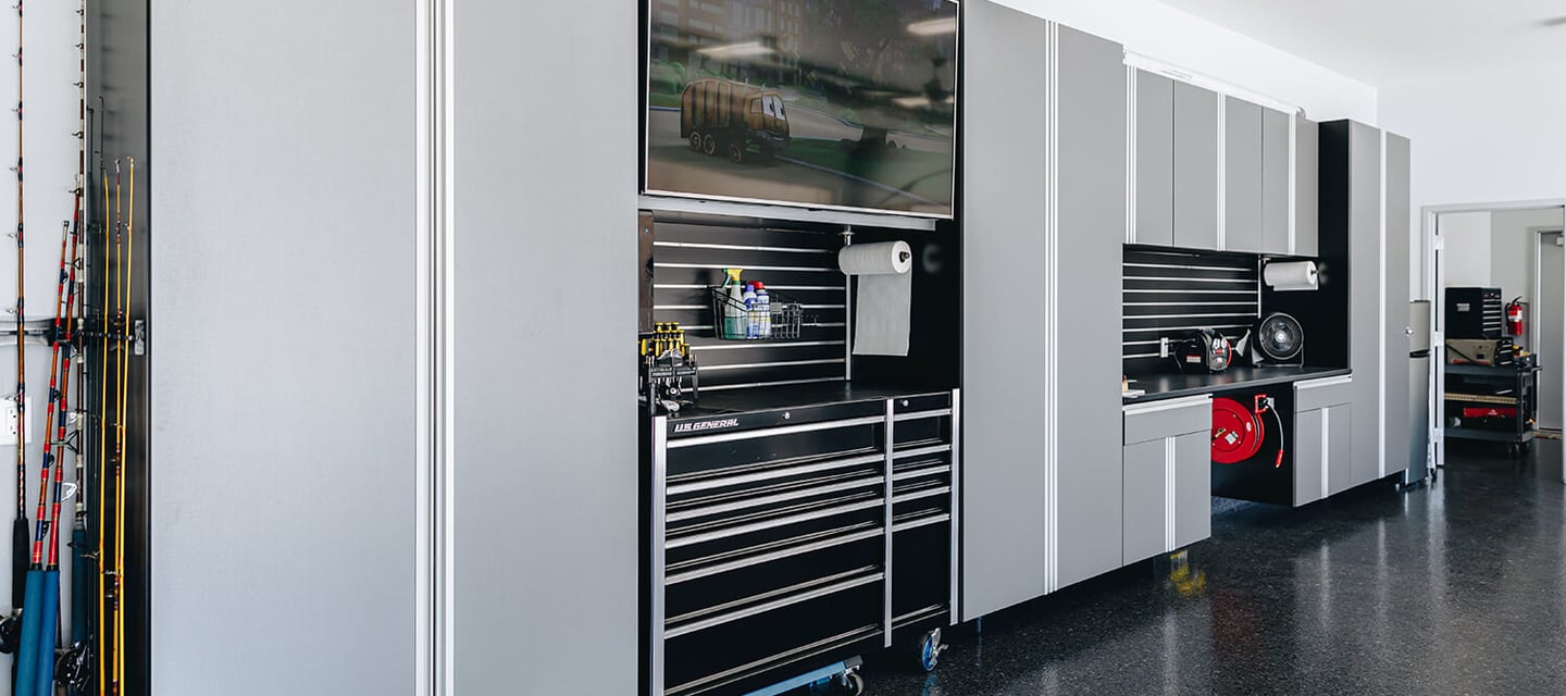 a garage with a lot of tools and tools