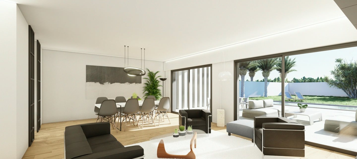 a living room with a couch and a table