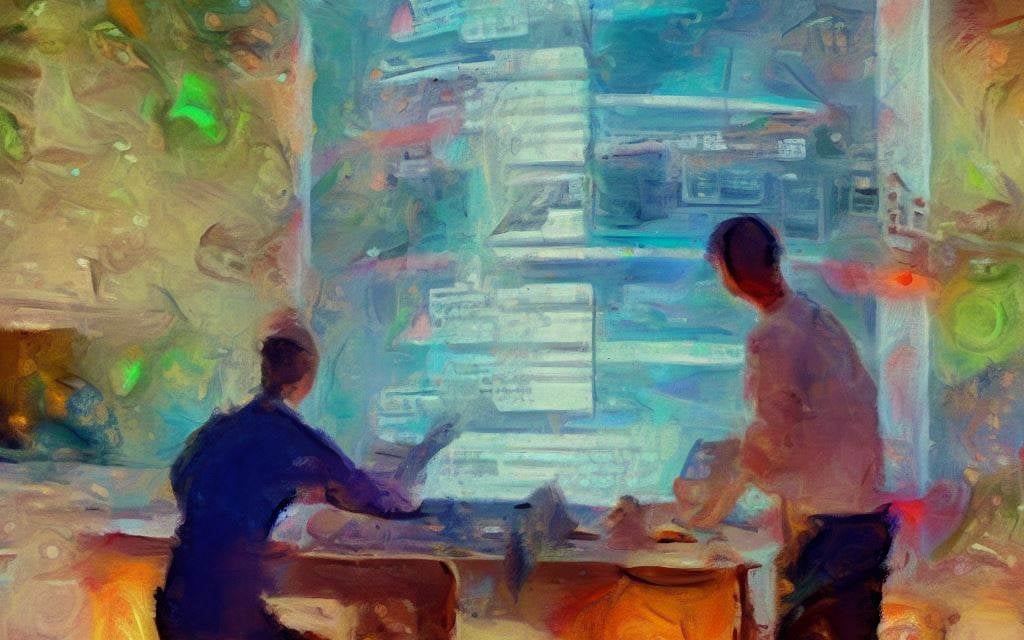 Two people collaborating