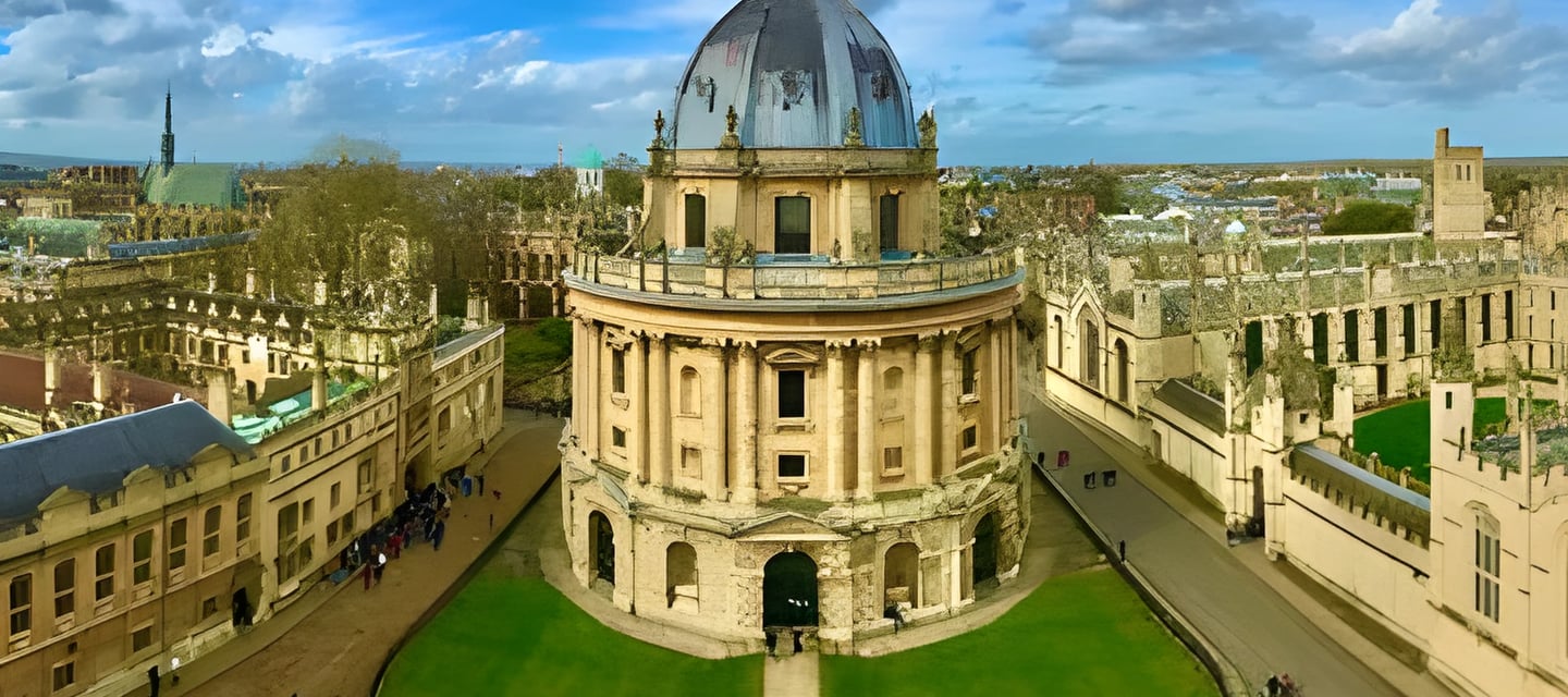 Panoramic view of Oxford's historic architecture, including the Oxford College